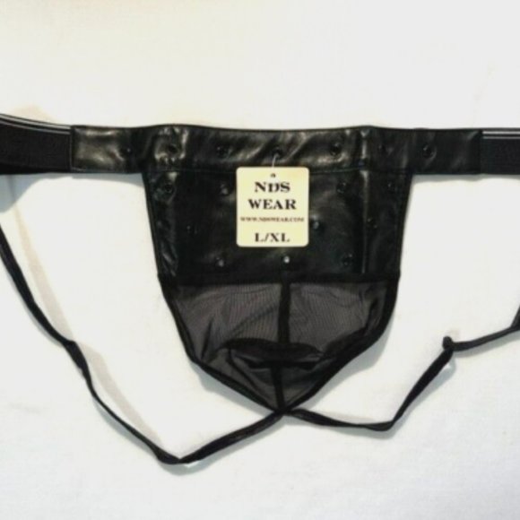"NDS" Men's Pleather Net Jockstrap-Black (NDS-10100-BLK) Pleather Jockstrap - Picture 5 of 8